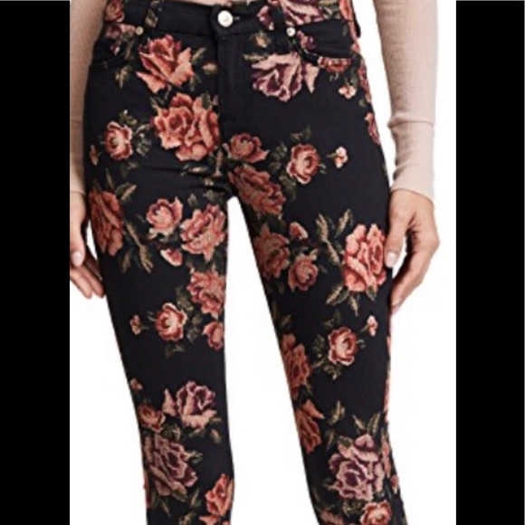 Floral skinny ankle pants/jeans, stretchy material - Picture 6 of 11